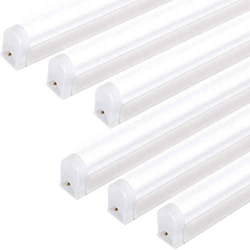 hykolity 6 Pack LED Shop Light 4FT, T5 Integrated Single Fixture, 22W, 2200LM, 6500K Super Bright White, Linkable Shop Light, Utility Shop Lights, Corded Electric with Built-in ON/Off Switch