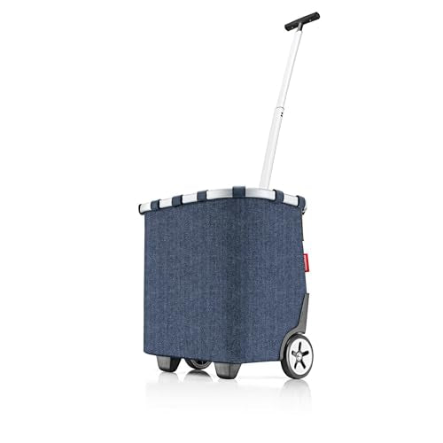 reisenthel carrycruiser Herringbone Dark Blue - Portable Shopping Trolley with Sturdy Aluminum Frame, Shoulder Strap and Removable mesh Inner Bag -Water-Repellent - color: Herringbone Dark Blue