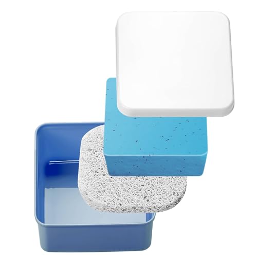 Square Soap Travel Case, Navy Blue Plastic Soap Holder with Lid Portable Bar Soap Dish Box with Soap Saver Pad for Travelling Gym Camping Bathroom - color: Navy Blue, size: Set of 1