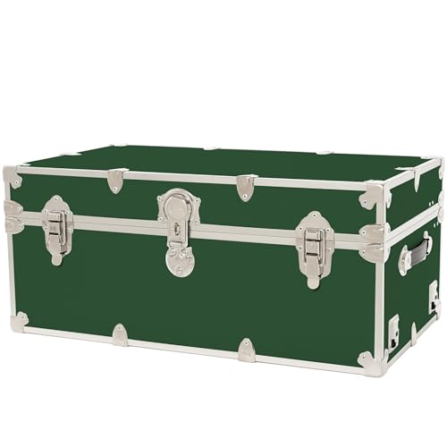Rhino Trunk & Case Classic Large Trunk - 32"x18"x14", 1500+ lbs Capacity - Many Colors, Soft-Close Lid. Strong, USA Made Summer Camp Footlocker and Secure College Dorm Storage Chest - color: Forest Green, size: 32" Without Wheels