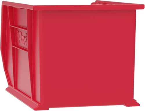 Akro-Mils 30270 AkroBins Plastic Storage Bins, Space-Saving Stackable Bins for Garage, Pantry, Craft Organization, 18" x 16" x 11", Red, 3-Pack - color: Red