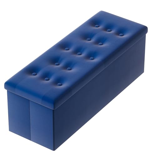 PRANDOM Jumbo Ottoman with Storage [1-Pack] Velvet Folding Small Square Foot Stool with Lid for Living Room Bedroom Coffee Table Dorm Royal Blue 43x15x15 inches - color: Royal Blue, size: 43"D x 15"W x 15"H