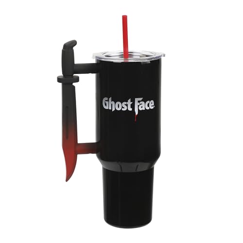 Bioworld Ghostface Text and Logo 40 Oz. Stainless Steel Tumbler With Dagger Handle - color: Ghostface Text and Logo
