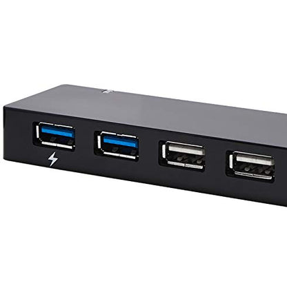 Amazon Basics USB 3.0 10-Port Hub with AC Adapter, 5Gbps Faster Data Transfer for Multiple Devices, Black