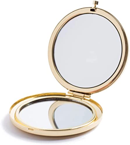 Gold Magnifying Compact Mirror for Purse - 1x/2x Magnification Travel Makeup Mirror 2.76 inch Double-Sided Mini Folding Mirror,Cute Small Pocket Mirror for Gift,Travel Essentials - color: Gold