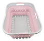 SAMMART 42L (11 gallon) Collapsible Plastic Laundry Basket - Foldable Pop Up Storage Container/Organizer - Portable Washing Tub - Space Saving Hamper/Basket (Grey/Pale Pink) - color: Grey/Pale Pink