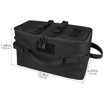 Camping Storage Bags, Utility Tote Bag for Campings Cookware Organizer, Trunk Organizer with Shoulder Strap,Outdoor Garden Tool Bag for Camping, Travel, Picnic, Garage Trunk (Black)