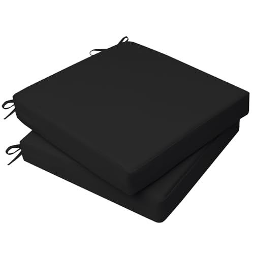 AAAAAcessories Outdoor Seat Cushions for Chairs, Waterproof, Fade-Resistant, 17" x 16" x 2", Patio Furniture Replacement Cushions, Set of 2, Charcoal Black - color: Charcoal Black, size: 17" x 16" x 2"