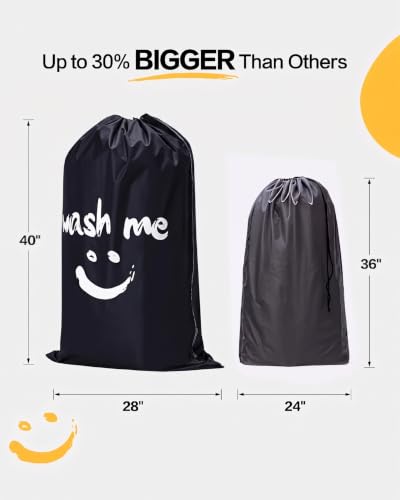 HOMEST XL Laundry Bag 28" x 40", Extra Large Dirty Clothes Organizer Holds 3-4 Loads, Machine Washable Drawstring Laundry Bag for Dorm, Camp, Laundromat, Family, Travel, Black - color: (1 pack-Wash me)Black