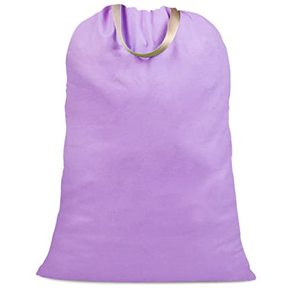 Cotton Canvas Laundry Bag with Handles & Drawstring Straps, Heavy Duty Extra Large Laundry Bags for Laundromat and Household, 25.5x34 Inch, Purple - color: Purple