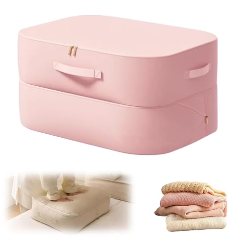2026 New 3-Layer Ultra Space Saving Self Compression Organizer, Multifunctional Comforter Storage Bag for Comforters, Clothes, Blankets, Home Organization Must Haves (Pink, Large) - color: Pink, size: Large