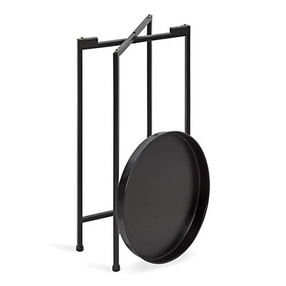 Kate and Laurel Celia Round Metal Foldable Accent Table with Tray Top, Black - color: Black