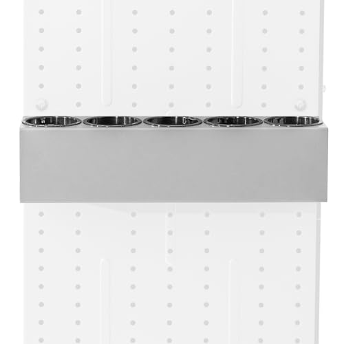 AA Products P-SH-Spray 5 Bottle Spray Holder Wall-Mounted Rack, Steel Rack Design for 16" D Van Shelving for Garage and Workspace (Silver) - size: 16" Wide