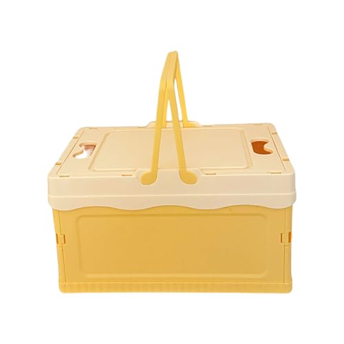 Folding Container with Lid for Camping Home Use Outdoor Gear Storage Organiser for Small Spaces Home Storage Organiser - color: Yellow, size: L
