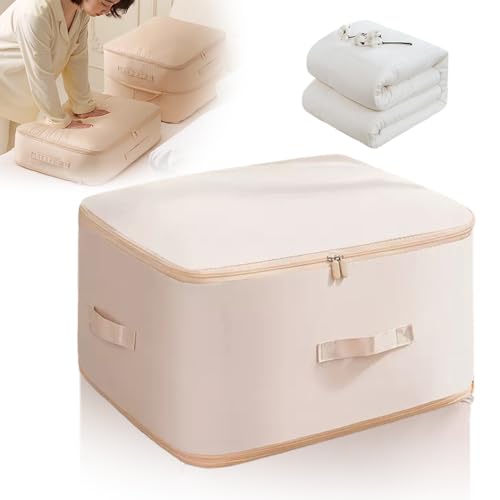 Ultra Space Saving Self Compression Organizer, 2026 Upgrade Space Saver Quilt Compression Storage Bag, Premium Comforter Storage Bag for Storage Comforter Blanket (Apricot, Large(54x42x30cm)) - color: Apricot, size: Large(54x42x30cm)