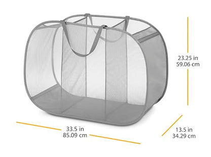 Whitmor Mesh Popup Laundry Hamper 3 Compartment Sortable Horizontal Collapsible Laundry Basket for Clothes Laundry Room Bedroom - size: 23.25"L x 13.5"W x 33.5"H