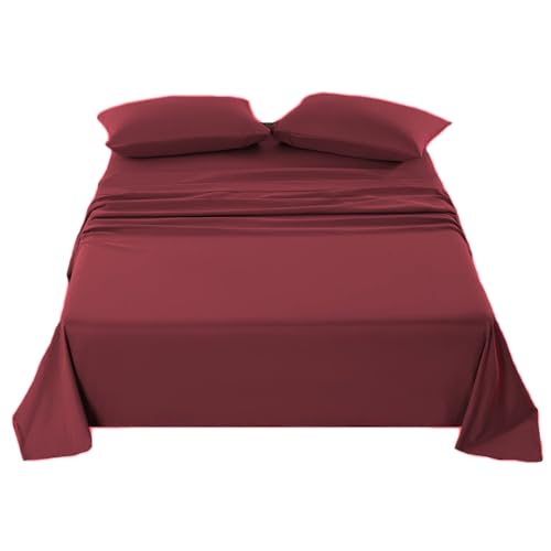Kingnex Queen Sleeper Sofa Bed Sheets for 60x74 Pull Out Sofa Bed with 4-6 Deep Pocket Soft Double Brushed 1800 Microfiber 4 Piece Bedding Set Burgundy - color: Burgundy, size: Sleeper Sofa Queen