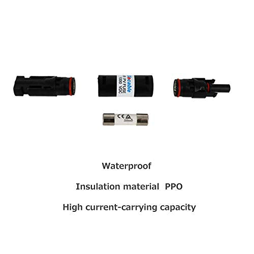 Renogy 20A Male and Female Connector Waterproof in-Line Holder w/Fuse, 20A, Black - size: 20 A (Pack of 1)