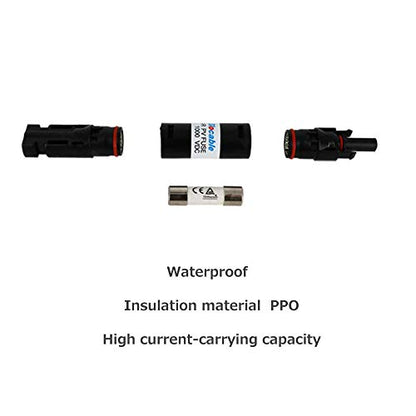 Renogy 20A Male and Female Connector Waterproof in-Line Holder w/Fuse, 20A, Black - size: 20 A (Pack of 1)