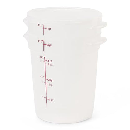 Cambro Food Storage Containers with Lids (BPA-Free) - 4 Quart - Food Grade Buckets with Lids (2 Pack) - For Dough Proofing and Brining (Translucent) - size: 8 inches diameter x 9 inches tall