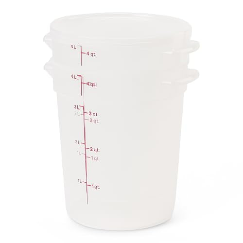 Cambro Food Storage Containers with Lids (BPA-Free) - 4 Quart - Food Grade Buckets with Lids (4 Pack) - For Dough Proofing and Brining (Translucent) - size: Pack of 2
