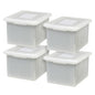 IRIS USA 35 Qt File Box with Lid, File Storage Box for Letter Size Documents, Portable Plastic File Box, Stackable Nestable Organizer, 4 Pack, Pearl - style: Pearl - 4 Pack