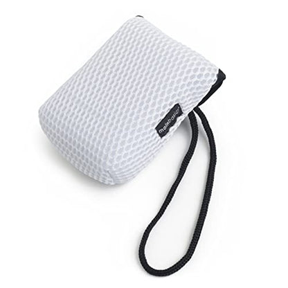 MainBasics Exfoliating Bar Soap Pouch Dual-Sided Body Scrubber - Fits Standard Size Soap Bars, White - style: White
