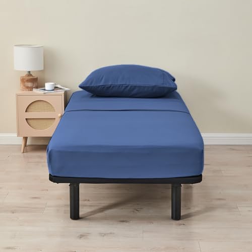 Kingnex 30x75x9 RV Bunk Sheets Set for Narrow Twin Bed Soft Brushed 1800 Microfiber 3 Piece Bedding Set Includes 1 Cot Size Fitted Sheet 1 Flat Sheet 1 Pillowcase Cot Navy - color: Navy, size: Cot 30x75 RV Bunk Set