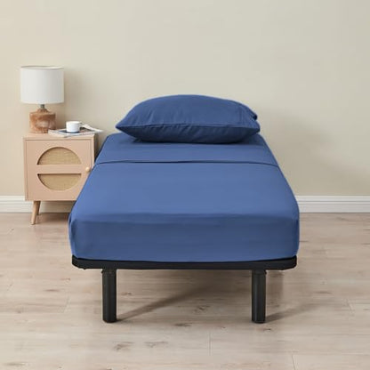 Kingnex 30x75x9 RV Bunk Sheets Set for Narrow Twin Bed Soft Brushed 1800 Microfiber 3 Piece Bedding Set Includes 1 Cot Size Fitted Sheet 1 Flat Sheet 1 Pillowcase Cot Navy - color: Navy, size: Cot 30x75 RV Bunk Set