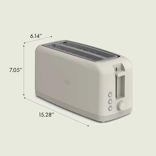 bella 4 Slice Slim Toaster, Fits-anywhere™ Kitchenware, 6 Setting Shade Control with Reheat & Cancel Buttons, Fits Sourdough, 10” Long Slot, Anti Jam & Auto Shutoff, 900 Watt, Oatmilk - color: Oatmilk, size: 4 Slice