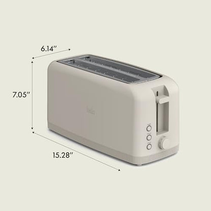 bella 4 Slice Slim Toaster, Fits-anywhere™ Kitchenware, 6 Setting Shade Control with Reheat & Cancel Buttons, Fits Sourdough, 10” Long Slot, Anti Jam & Auto Shutoff, 900 Watt, Oatmilk - color: Oatmilk, size: 4 Slice