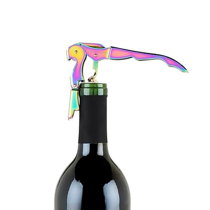Blush Mirage Iridescent Double Hinged Corkscrew Wine Opener with Built-in Beer Bottle Opener, Stainless Steel Wine Key with Foil Cutter, Home Bar Gifts for Women, Bridesmaid Gifts, Kitchen and Travel - style: Waiter Corkscrew