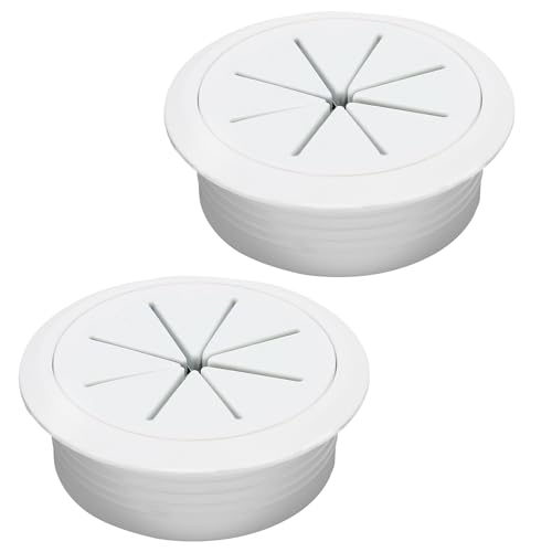 Desk Grommet 2" (50 mm), Desk Hole Cover for Cables White, Cable Grommet ABS Plastic, Desk Hole Grommet for Office and Home Table Cable, Detachable & Flexible Cable Cord Organizer-2 Pcs - size: 2"(50 mm)-2Pcs, style: White