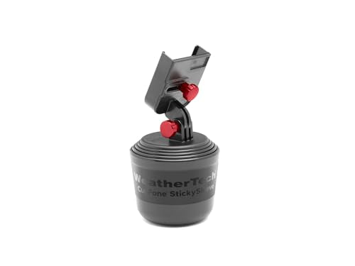 WeatherTech CupFone, Universal Cup Holder Phone Mount for Cars – Adjustable & Secure Fit, Hands-Free Phone Holder with Open Access for Charging – Compatible with iPhone, Android - Metal Knobs, Red - color: Red Billet Knobs, size: Regular