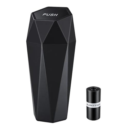 JUSTTOP Car Trash Can with Lid, Diamond Design Small Automatic Portable Trash Can with 1 Trash Bag, Easy to Clean, Used in Car Home Office (Black) - color: Black-1PCS, size: 1PCS