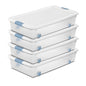 Sterilite 4-Pack 56 Quart Wheeled Latching Box, Underbed Clear Plastic Storage Organizer - Under Bed Rolling Container Bin with Lid and Wheels for Home or Dorm Bedrooms and Closets - size: 56 Quart, style: 4 Pack