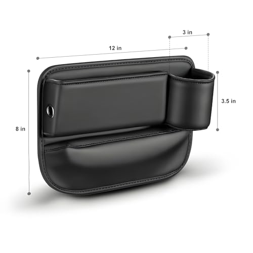 Car Seat Gap Filler Organizer, Universal Premium Leather Seat Organizer with Cup Holder, Seat Gap Storage Box with Bottle Holder, Car Leather Gap Bag Front Center Console Seat (Passenger Side) - size: Passenger Side
