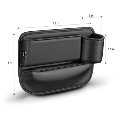 Car Seat Gap Filler Organizer, Universal Premium Leather Seat Organizer with Cup Holder, Seat Gap Storage Box with Bottle Holder, Car Gap Bag Front Center Console Seat (Driver+Passenger 2 Pack) - size: Driver + Passenger Side
