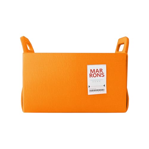 Collapsible Felt ORANGE Storage Bin Medium 11"x7.1"x7.1" – Foldable Basket with Handles for Closet, Storage, Laundry Room Organization, Decorative Storage Bins for Shelves, Cube Storage - color: ORANGE, size: MEDIUM