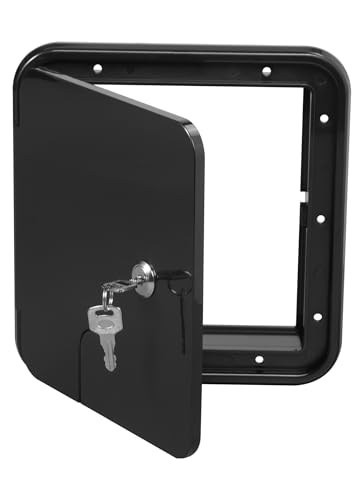 RV Access Door, RV Electrical Cord Trailer Power Cord Hatch Cable Cover Camper Hose Storage Door RV Compartment Door, Black Large Size with 2 Keys - color: Black, size: Large