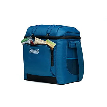 Coleman Chiller Insulated Soft Cooler, Leakproof 9/16/30 Can Cooler with 12+ Hour Ice Retention, Made with Recycled Materials, Great for Lunch, Camping, Beach, Pool, Sports, & More - color: Blue, style: 30 Can