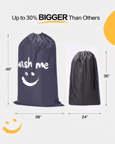 HOMEST 2 Pack XL Wash Me Travel Laundry Bag, Dirty Clothes Organizer, Large Enough to Hold 4 Loads of Laundry, Easy Fit a Laundry Hamper or Basket, Grey - color: (Ⅰ-Wash me)Gray & Grey