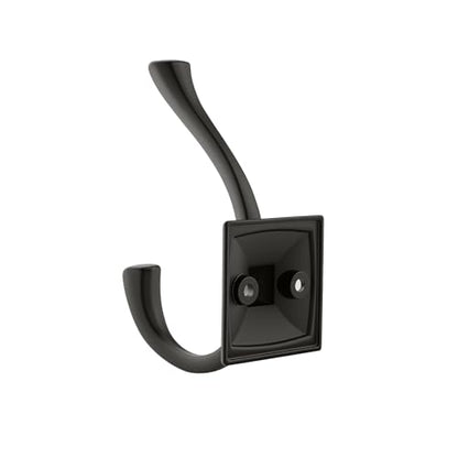 HARPOON 5 Pcs Prong Hook, Heavy Duty Two Flared Coat Hooks,Wall Mounted with 4 Screws,Utility Hooks for Scarf, Bag, Towel, Key, Cap, Cup, Hat - Matte Black - color: Matte Black