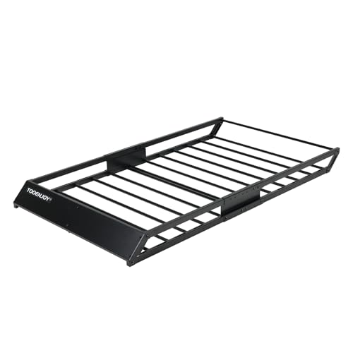 TOOENJOY 59 x 35.4 x 4.7 Inch Roof Cargo Basket Carrier, Car Top Luggage Holder for Car, SUV and Pickup, 200 LBS Capacity - size: L59 x W35 Inch without Hitch