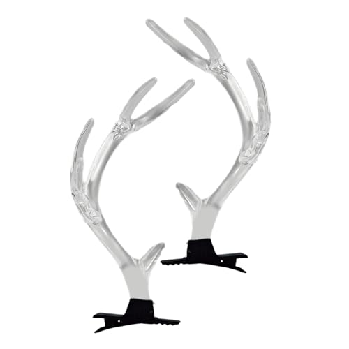 2PCS Clear Christmas Antler Hair Clip Festival Headwear For Woman Kids Bangs Taking Photo Shopping Travel Anti Slip Reindeer Antler Hair Clips Reindeer Hair Clips Reindeer Antler Hair Clips Kids Hair