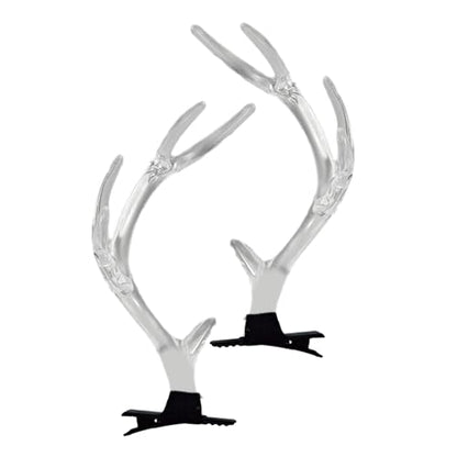 2PCS Clear Christmas Antler Hair Clip Festival Headwear For Woman Kids Bangs Taking Photo Shopping Travel Anti Slip Reindeer Antler Hair Clips Reindeer Hair Clips Reindeer Antler Hair Clips Kids Hair