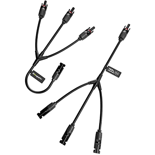 BougeRV Solar Y Branch Connectors Solar Panel Parallel Connectors 1 to 3 Solar Cable Wire Plug Tool Kit (M/FFF and F/MMM) - size: 1 Pair M/FFF and F/MMM