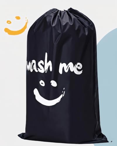HOMEST 2 Pack XL Wash Me Travel Laundry Bag, Dirty Clothes Organizer, Large Enough to Hold 4 Loads of Laundry, Easy Fit a Laundry Hamper or Basket - color: (Ⅰ-Wash me)Black & Red