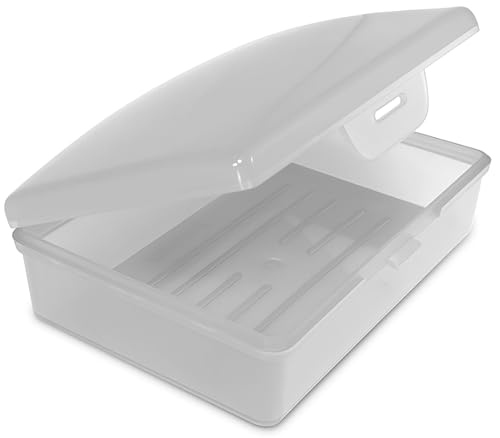 American Comb Travel Soap Box with lid - Clear White - Perfect for Traveling, Gym, or Storage. Made in The USA. - color: White