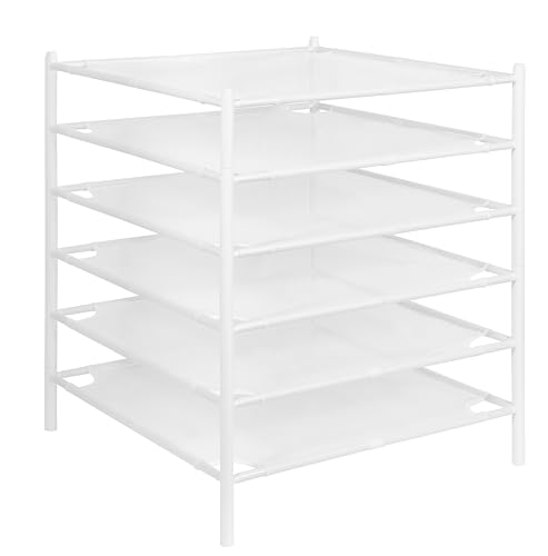 STORAGE MANIAC Sweater Drying Rack, Mesh Clothes Drying Rack, Stackable Laundry Drying Rack, Lay Flat Dryer for Delicates, Portable Dry Rack for Indoor or Outdoor, White, 6-Pack - size: 6-Pack